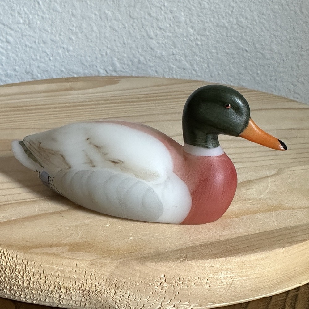 Vintage Fenton Art Glass Mallard Duck Figurine 5 Inch Painted JK Spindler 5147